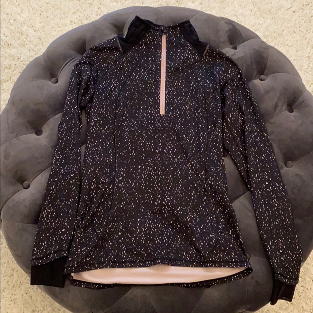 lululemon black and light pink half zip
